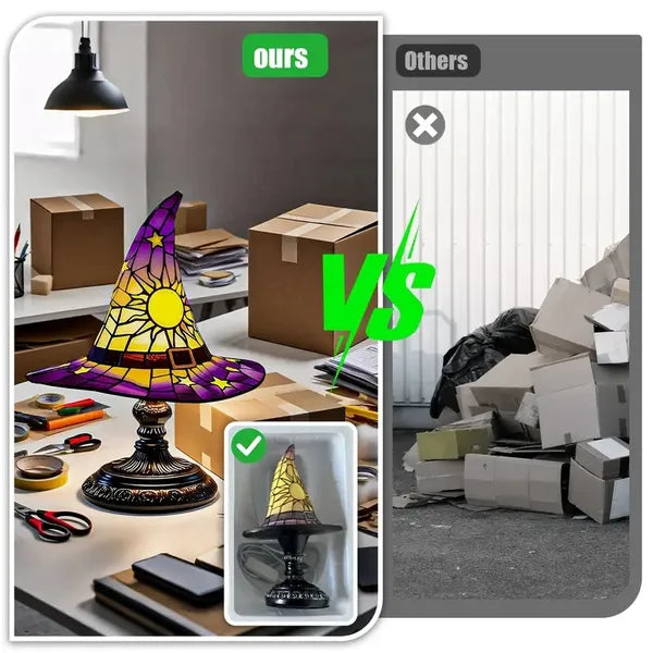 Witch Hat Lamps, USB Stained Resin Glowing Gothic Retro Resin Lamp For Bedroom Party With Mystical Charm, Creative Wizard Hat Shape Lights For Indoor Party Haunted Mansion Halloween Decoration