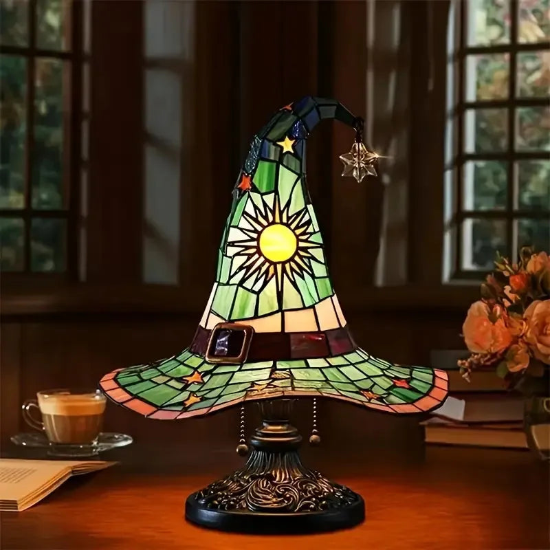 Witch Hat Lamps, USB Stained Resin Glowing Gothic Retro Resin Lamp For Bedroom Party With Mystical Charm, Creative Wizard Hat Shape Lights For Indoor Party Haunted Mansion Halloween Decoration
