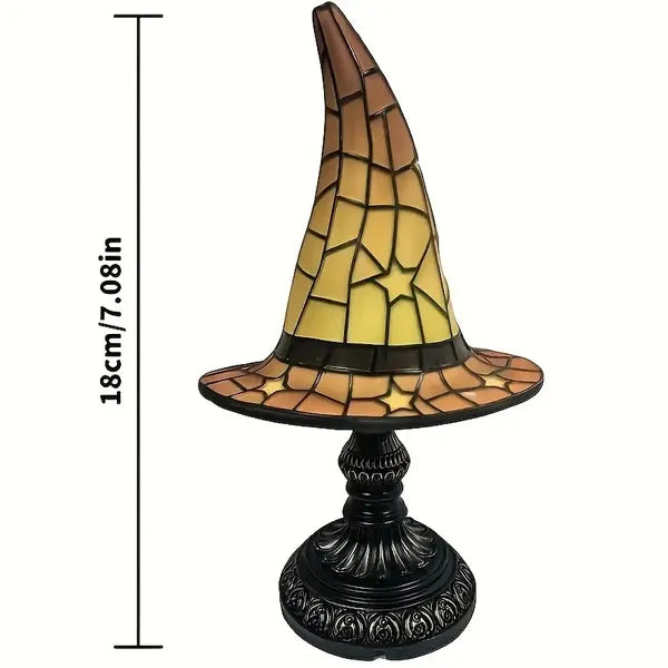 Witch Hat Lamps, USB Stained Resin Glowing Gothic Retro Resin Lamp For Bedroom Party With Mystical Charm, Creative Wizard Hat Shape Lights For Indoor Party Haunted Mansion Halloween Decoration